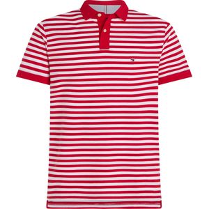 Tommy Hilfiger 1985 Regular Polo, heren poloshirt, rood-wit gestreept -  Maat: S