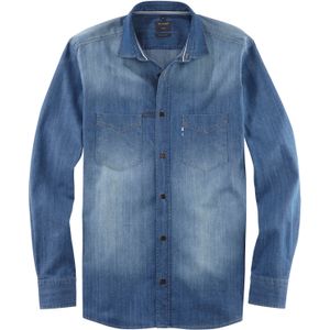 OLYMP Casual modern fit overhemd, twill, blauw 43/44