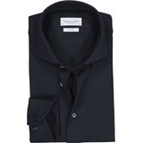 Profuomo - Slim Fit - Overhemd - Donkerblauw - Gebreid Katoen