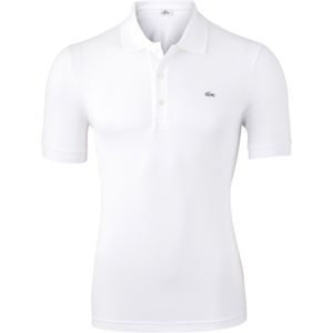 Lacoste stretch slim fit polo, heren polo extra getailleerd, wit -  Maat: S