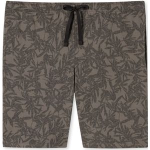 SCHIESSER Mix+Relax loungebroek kort, heren bermudashort biologisch katoen bladeren taupe -  Maat: L