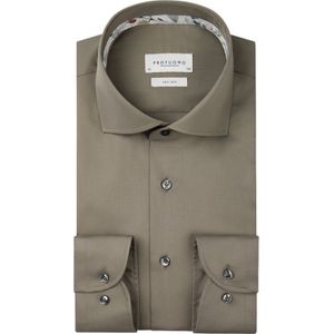Profuomo slim fit heren overhemd, twill, groen