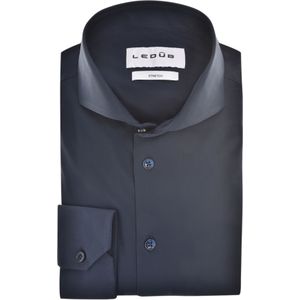 Ledub slim fit overhemd, popeline, donkerblauw