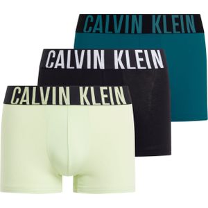 Calvin Klein Trunk (3-pack), heren boxers normale lengte, zwart, zeegroen, limegroen -  Maat: XXL