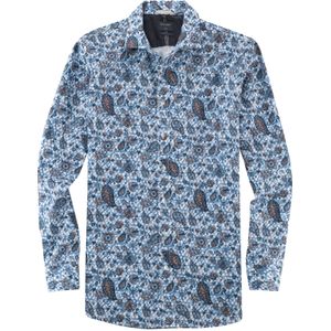 OLYMP Casual modern fit overhemd, popeline, bleu dessin