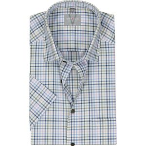 MARVELIS comfort fit overhemd, korte mouw, popeline, wit met blauw, lila en groen geruit 44