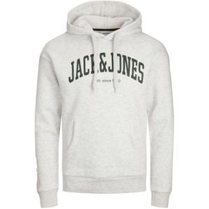 JACK & JONES Josh sweat hood regular fit, heren hoodie katoenmengsel met capuchon, wit melange