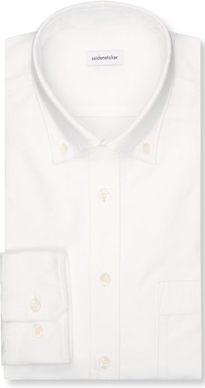 Seidensticker - Businessoverhemd - Wit - Regular 1/1 Button-down Kraag - Effen