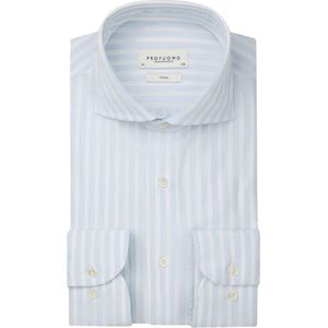 Profuomo slim fit heren overhemd, dobby, lichtblauw gestreept