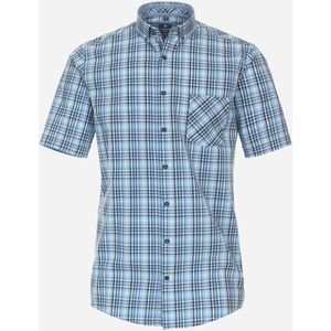 3 voor 99 | Redmond comfort fit overhemd, korte mouw, popeline, blauw geruit 53/54
