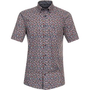 CASA MODA - Sport Comfort Fit - Overhemd - Rood Dessin - Korte Mouw - Strijkvriendelijk