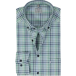 MARVELIS comfort fit overhemd, popeline, groen geruit