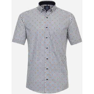 3 voor 99 | Redmond comfort fit overhemd, korte mouw, popeline, blauw geruit 47/48