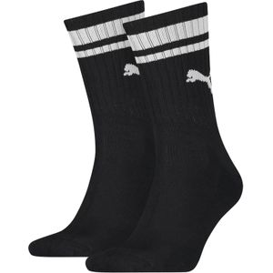 Puma Crew Heritage Stripe Unisex (2-pack), unisex sokken, zwart gestreept -  Maat: 39-42