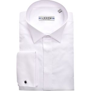 Ledub modern fit smoking overhemd, mouwlengte 72 cm, dubbele manchet en wing kraag, wit 48