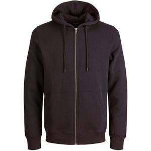 JACK & JONES Star basic sweat zip hood regular fit, heren sweatvest katoenmengsel met capuchon, donkerbruin