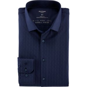 OLYMP 24/7 No. 6 Six super slim fit overhemd, mouwlengte 7, Dynamic Flex, marineblauw dessin 42
