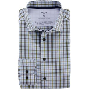 OLYMP Luxor 24/7 modern fit overhemd, popeline, limoen geruit