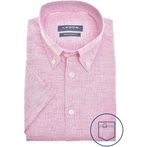 Ledub modern fit overhemd, korte mouw, structuur, rood