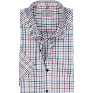 MARVELIS comfort fit overhemd, korte mouw, popeline, wit met blauw, geel en rood geruit