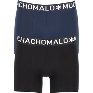 Muchachomalo Light Cotton boxershorts (2-pack), heren boxers normale lengte, blauw en zwart -  Maat: XL