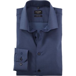 OLYMP No. 6 Six super slim fit overhemd, structuur, marineblauw dessin