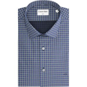Calvin Klein slim fit overhemd, Poplin Check Print Slim Shirt, lichtblauw dessin 44