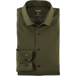 OLYMP 24/7 Level 5 body fit overhemd, twill, lindegroen geruit