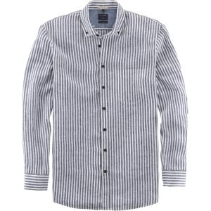 OLYMP Casual modern fit overhemd, structuur, marineblauw gestreept 47/48