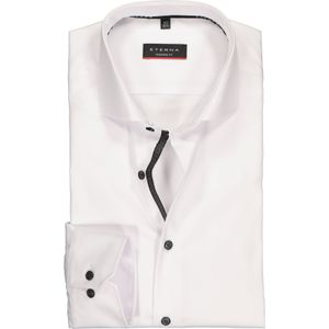 ETERNA modern fit overhemd, niet doorschijnend twill heren overhemd, wit (zwart contrast) 45