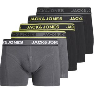 JACK & JONES Jacspeed solid trunks box (5-pack), heren boxers normale lengte, zwart en antraciet -  Maat: M