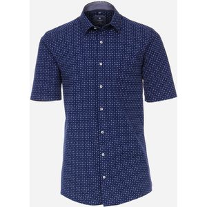 3 voor 99 | Redmond regular fit overhemd, korte mouw, popeline, blauw dessin 47/48