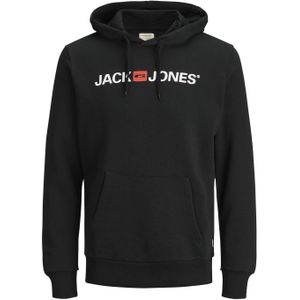 JACK & JONES Corp old logo sweat hood slim fit, heren hoodie katoenmengsel met capuchon, zwart -  Maat: S