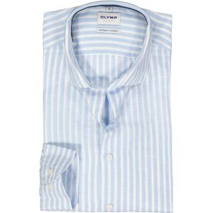 OLYMP Level 5 body fit overhemd, structuur, lichtblauw met wit gestreept