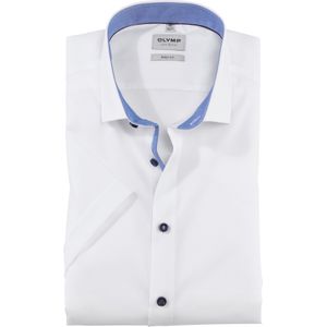 OLYMP Level 5 body fit overhemd, korte mouw, structuur, wit