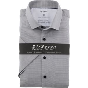 OLYMP 24/7 Level 5 body fit overhemd, korte mouw, Dynamic Flex, bruin dessin 41