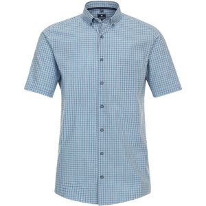 3 voor 99 | Redmond modern fit overhemd, korte mouw, seersucker, blauw geruit