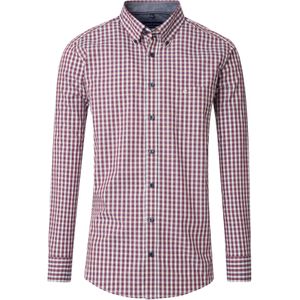 CASA MODA Sport comfort fit overhemd, popeline, donkerrood met wit geruit