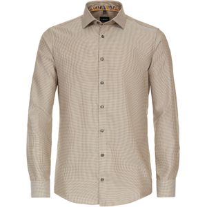 VENTI - Modern Fit Overhemd - Geel - Dobby - Strijkvrij - Boordmaat 38