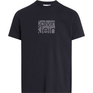 Calvin Klein Embroidered Block Logo T-shirt, heren T-shirt korte mouw O-hals, zwart -  Maat: S