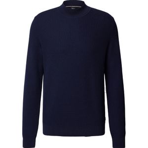 BOSS Derano regular fit trui wolmengsel, heren trui middeldik turtleneck, donkerblauw