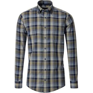 CASA MODA - Sport Casual Fit Overhemd - Groen met Blauw Geruit - Strijkvriendelijk