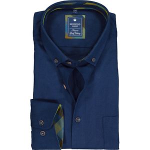 3 voor 99 | Redmond regular fit overhemd, visgraat weving, donkerblauw (contrast)