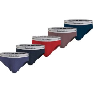 Calvin Klein Hipster Briefs (5-pack), heren slips, indigo, blauw, rood, oudroze, donkerblauw