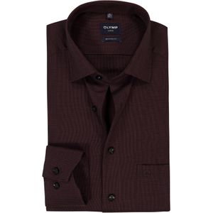 OLYMP - Luxor - Overhemd - Bordeaux Rood - Strijkvrij - Boordmaat 44