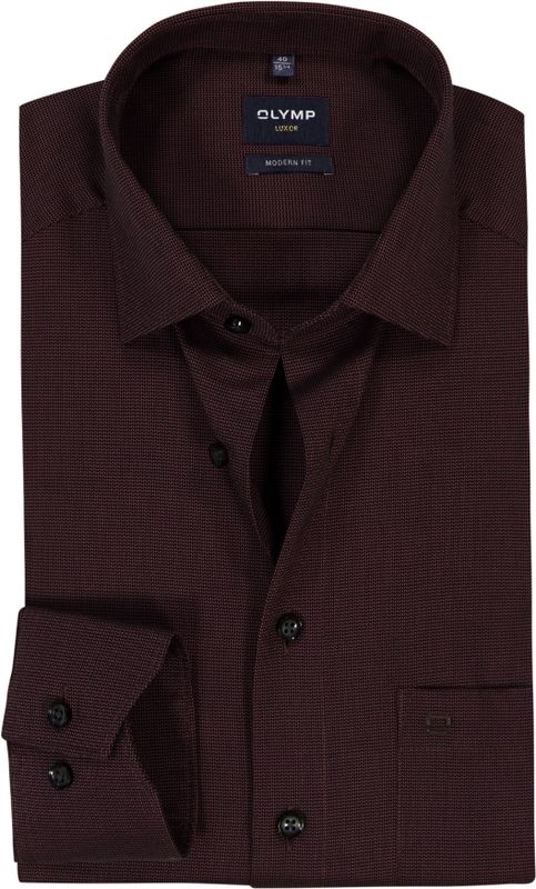 OLYMP - Luxor - Overhemd - Bordeaux Rood - Strijkvrij - Boordmaat 44