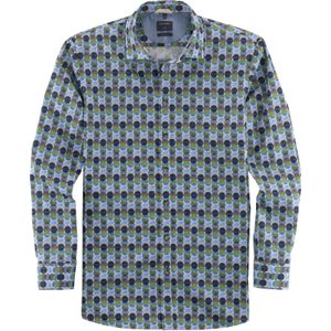 OLYMP Casual modern fit overhemd, popeline, olijfgroen dessin