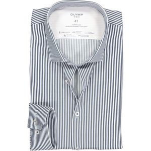 OLYMP No. 6 super slim fit overhemd 24/7, marine blauw met wit gestreept tricot 37