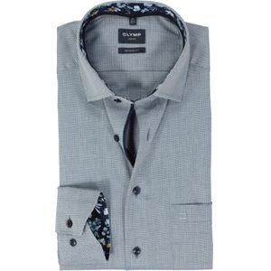 OLYMP modern fit overhemd, mouwlengte 7, structuur, marine blauw
