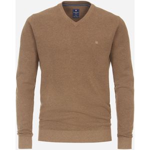 Redmond heren trui katoen, V-hals, camel (middeldik)